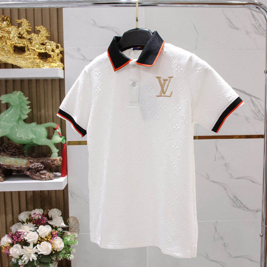Áo thun polo chất cotton co dãn dập nổi kèm thêu logo hai màu đen trắng phối cổ cao cấp sang trọng YUKI OUTFIT | BigBuy360 - bigbuy360.vn