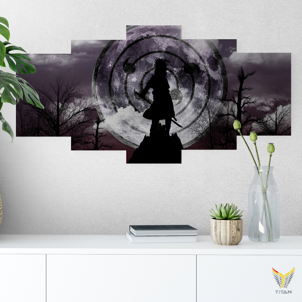 Bộ 5 tranh ghép, Decal dán tường chủ đề Naruto, sẵn băng keo, tranh decor anime, set 5 tranh dán tường
