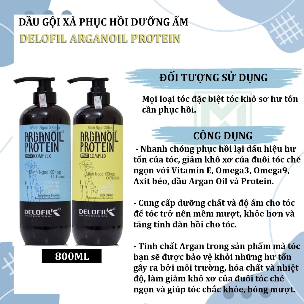 Dầu xả phục hồi dưỡng ẩm Delofil Arganoil Protein 500ML