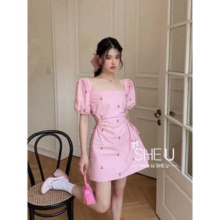 [ORDER] Váy hồng cherry khoét eo (có ảnh thật)