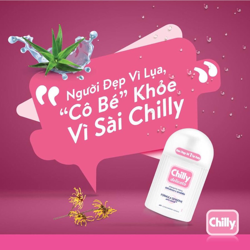 Chilly Delicato Dung dịch vệ sinh phụ nữ số 1 tại Italy  Chilly Hồng dưỡng mềm mại sạch dịu êm