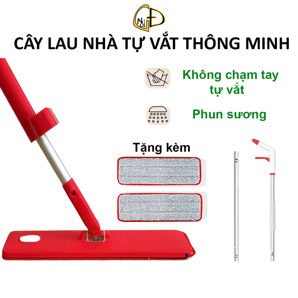 cây lau nhà phun sương tự vắt thông minh TMD, lau sạch các vết bẩn mộ cách dễ dàng bảo hành 6 tháng