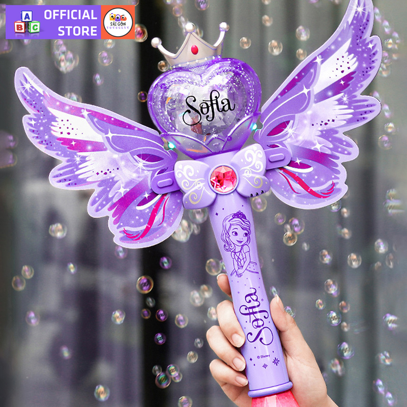 Gậy Phép Công Chúa Băng Giá Elsa, Sofia Thổi Bong Bóng  Xà Phòng Tự Động Có Đèn Và Nhạc Cho Bé Tặng Kèm Pin