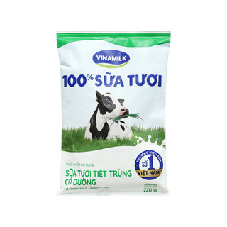 Combo 5 bịch Sữa tiệt trùng Vinamilk có đường túi 220ml