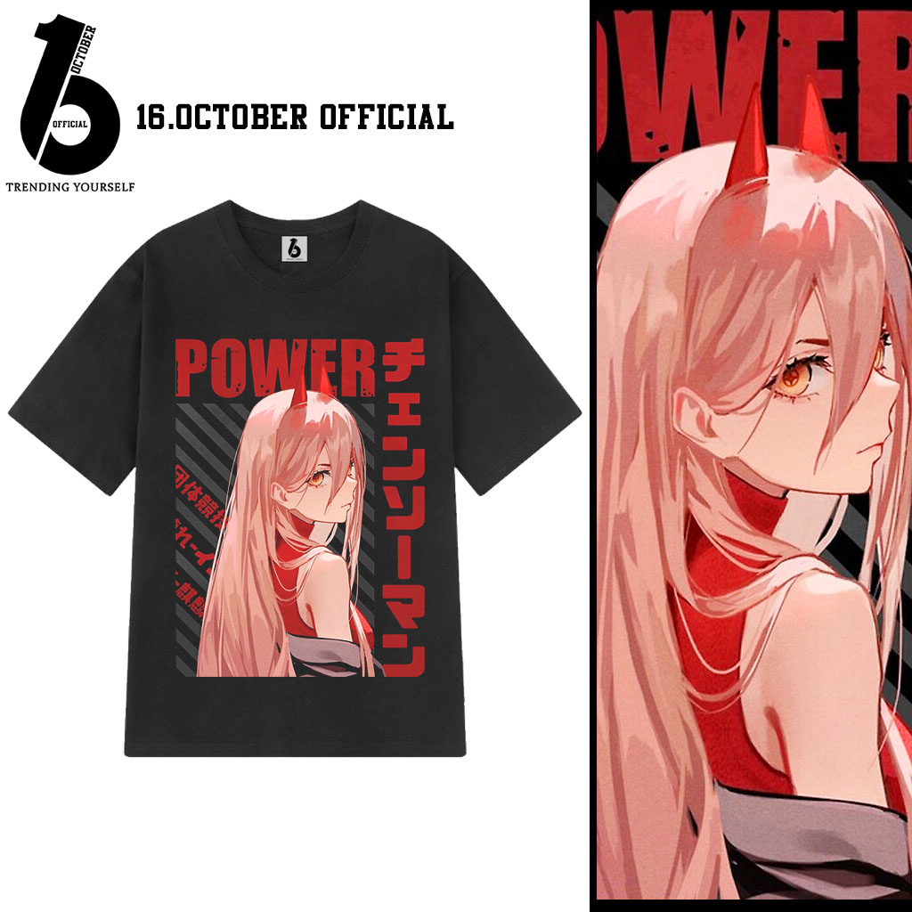Áo Chainsaw Man , Áo Anime in hình Power, Denji, Pochita, Makima mẫu mới, chất vải co giãn 4 chiều