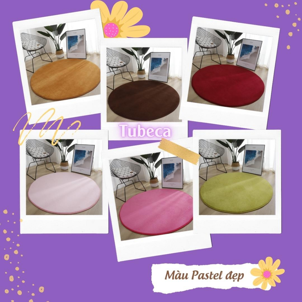 Thảm trải sàn tròn đẹp lớn 1m 1m2 1m6 | Size nhỏ 80cm | Hơn 10 màu | TUBECA