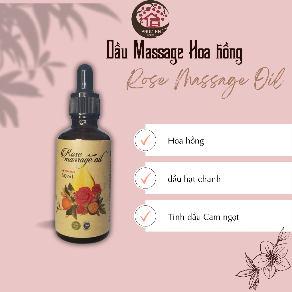 Dầu Rose Massage Oil 50ml_massge_dưỡng ẩm_giúp da mềm mịn