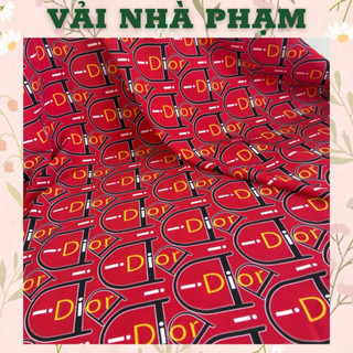 Lụa 100d hoạ tiết chữ nền đỏ-khổ 1.5m-vải nhà phạm