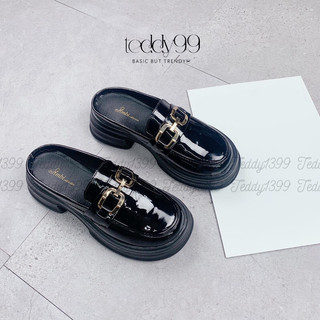 Giày sục nữ da bóng đế độn, sục gc gucci xích