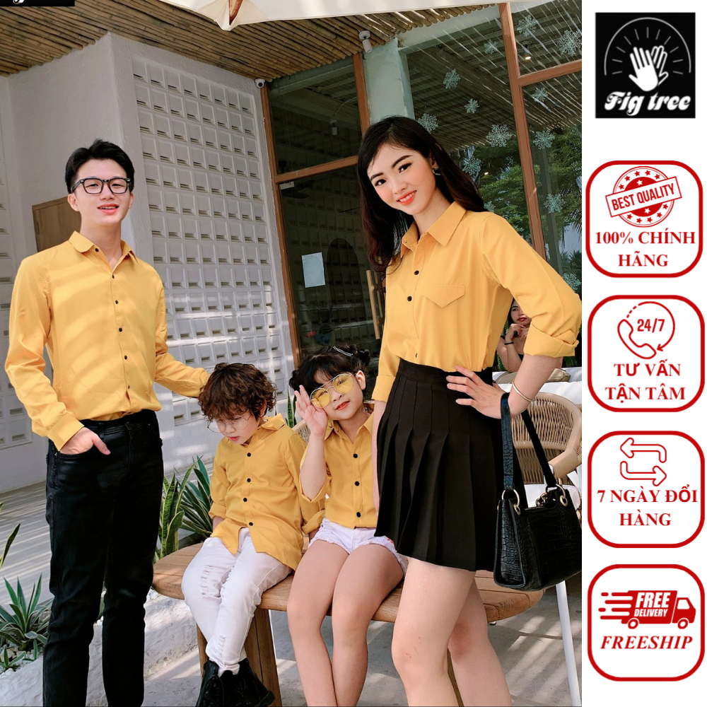 Set Áo Somi Gia Đình Fig Tree Màu Vàng Tươi Sáng Đón Hè 2023