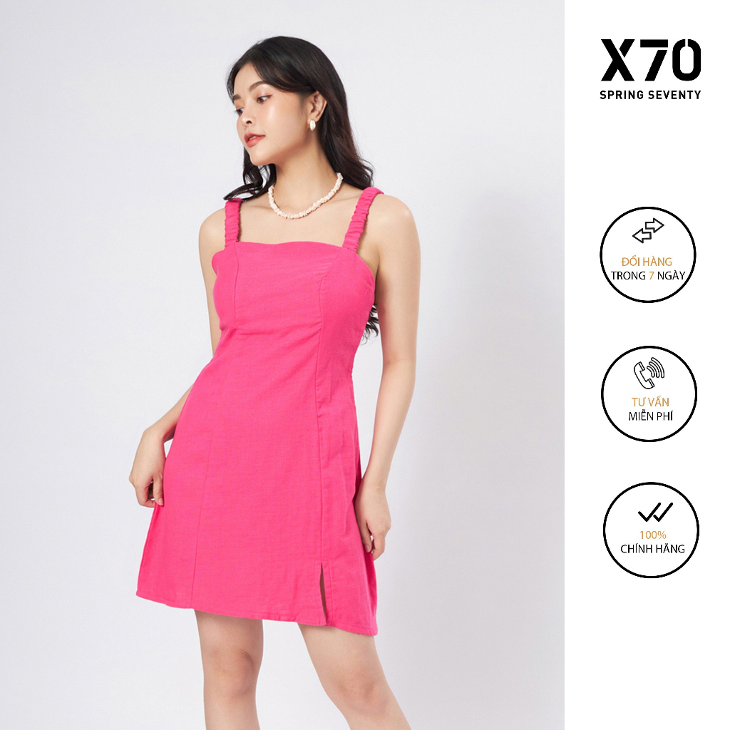 Đầm 2 Dây Linen Dễ Thương Có Xẻ Tà Thời Trang X70 - 00800007