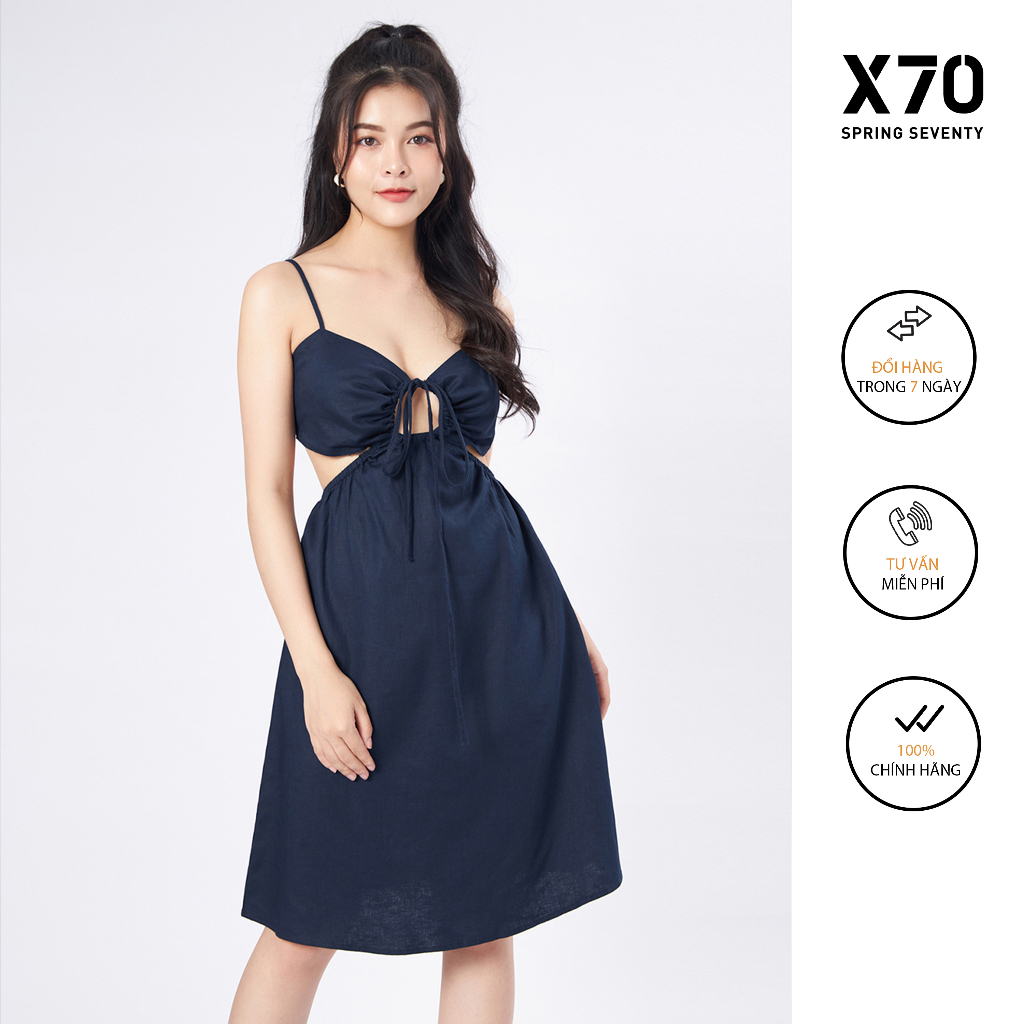 Đầm Váy Nữ Linen Hai Dây Thiết Kế Cut-Out Eo Thời Trang X70 - 00880014