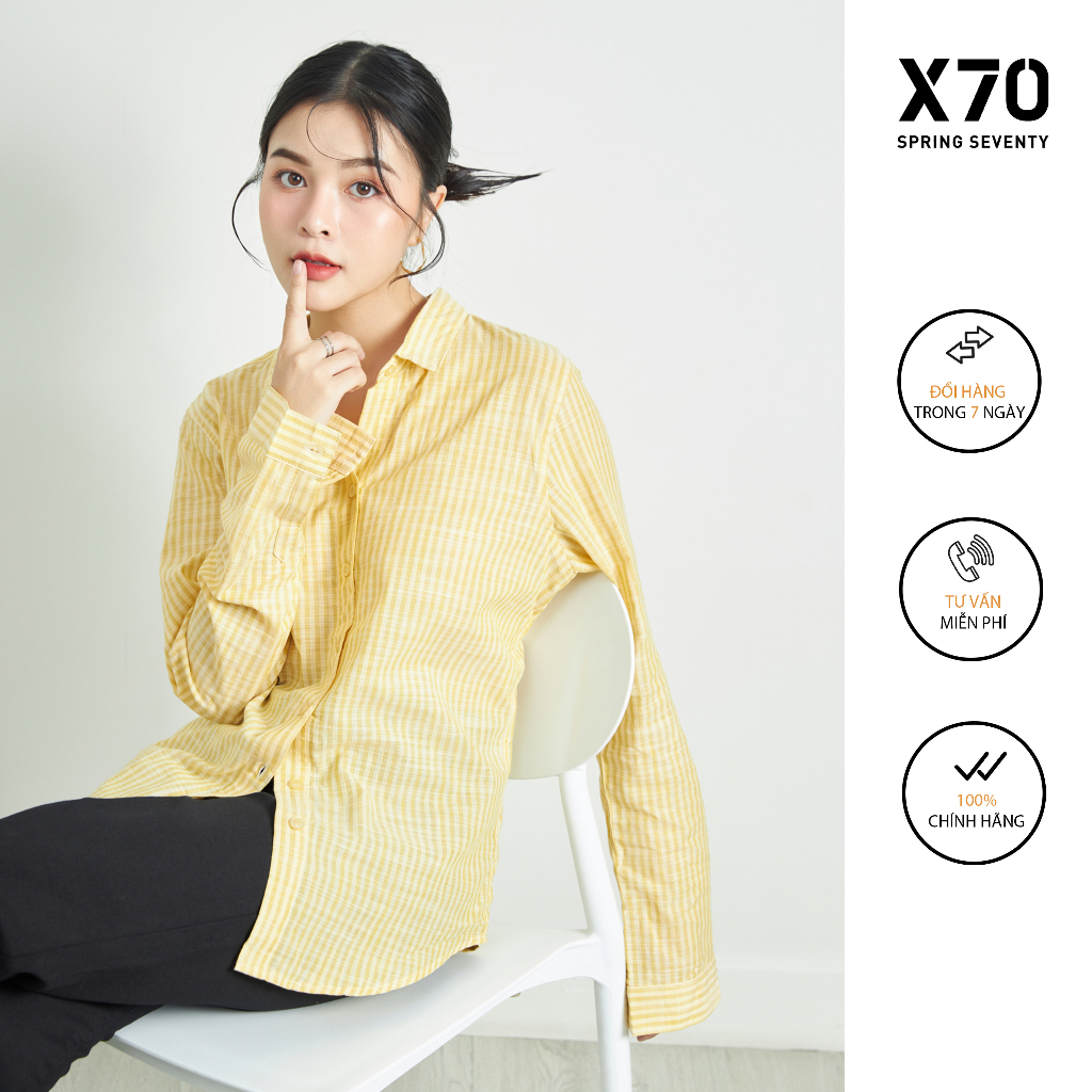 Áo Sơ Mi Linen Nữ Tay Dài Thiết Kế Sọc Thời Trang X70 - 01600001