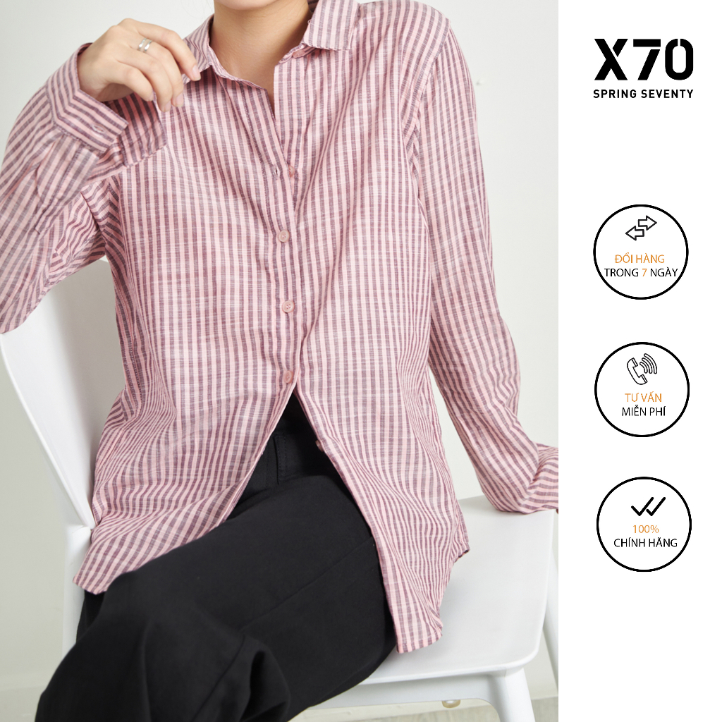 Áo Sơ Mi Linen Nữ Tay Dài Thiết Kế Sọc Thời Trang X70 - 01600001