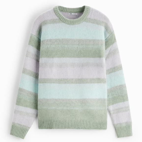 Áo len nam Zara authentic STRIPED JACQUARD SWEATER size M