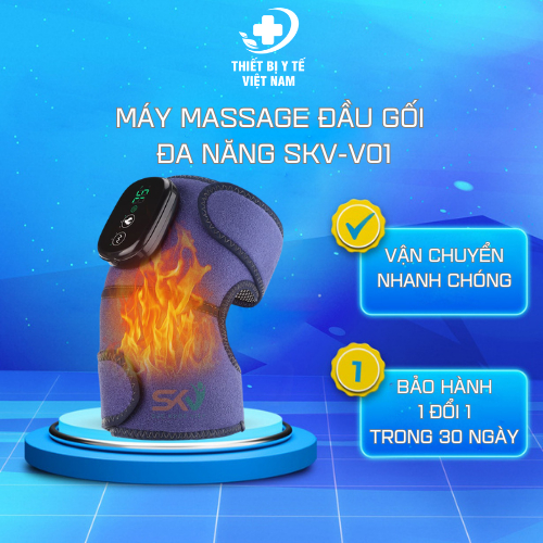 Máy massage đầu gối đa năng SKV-V01, thiết kế 3D với 3 mức nhiệt sưởi nóng, 2 động cơ rung hỗ trợ giảm đau mỏi đầu gối