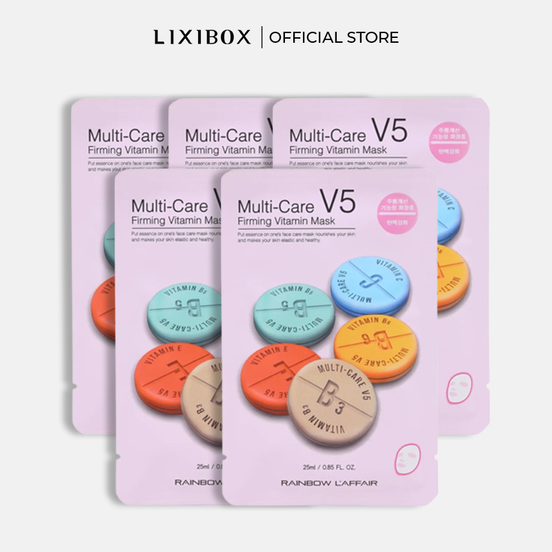 [HB Gift] Combo 5 Mặt Nạ Ngừa Mụn, Săn Chắc Da Rainbow L'affair Multi-Care V5 Firming Vitamin 25ml