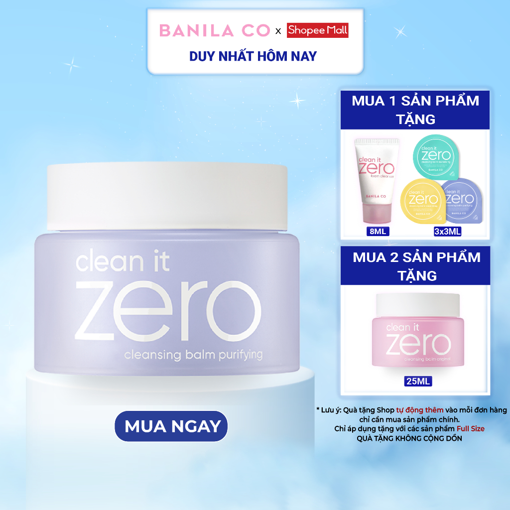 Sáp tẩy trang Banila Co C​l​e​a​n i​t Z​e​r​o C​l​e​a​n​s​i​n​g B​a​l​m P​u​r​i​f​y​i​n​g 100ML dành cho da nhạy cảm