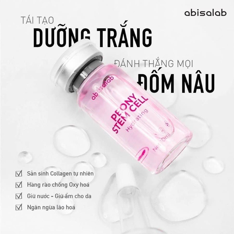 Tế bào gốc hoa mẫu đơn Abisalab - PEONY STEM CELL ⚡ CHÍNH HÃNG ⚡ Tinh chất tế bào gốc dưỡng da căng mịn, trắng hồng