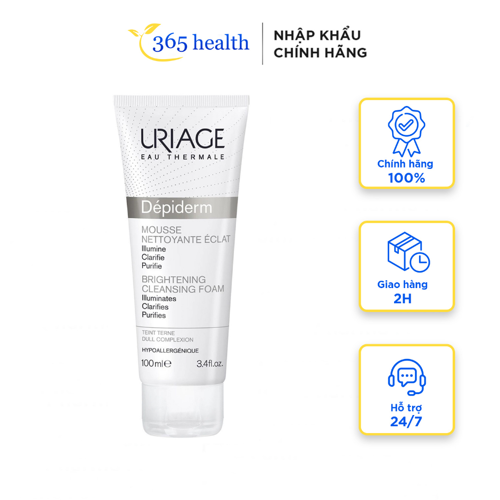 ✅ Sữa rửa mặt làm sạch và thanh khiết làn da Uriage Depiderm White Mousse Nettoyante ÉCLaircissante 100ml