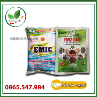 Combo bộ đôi chế phẩm sinh học EM(Emic)+Emzone. Xử lý thức ăn nhà bếp và nước thải nặng mùi. Gói 200gr