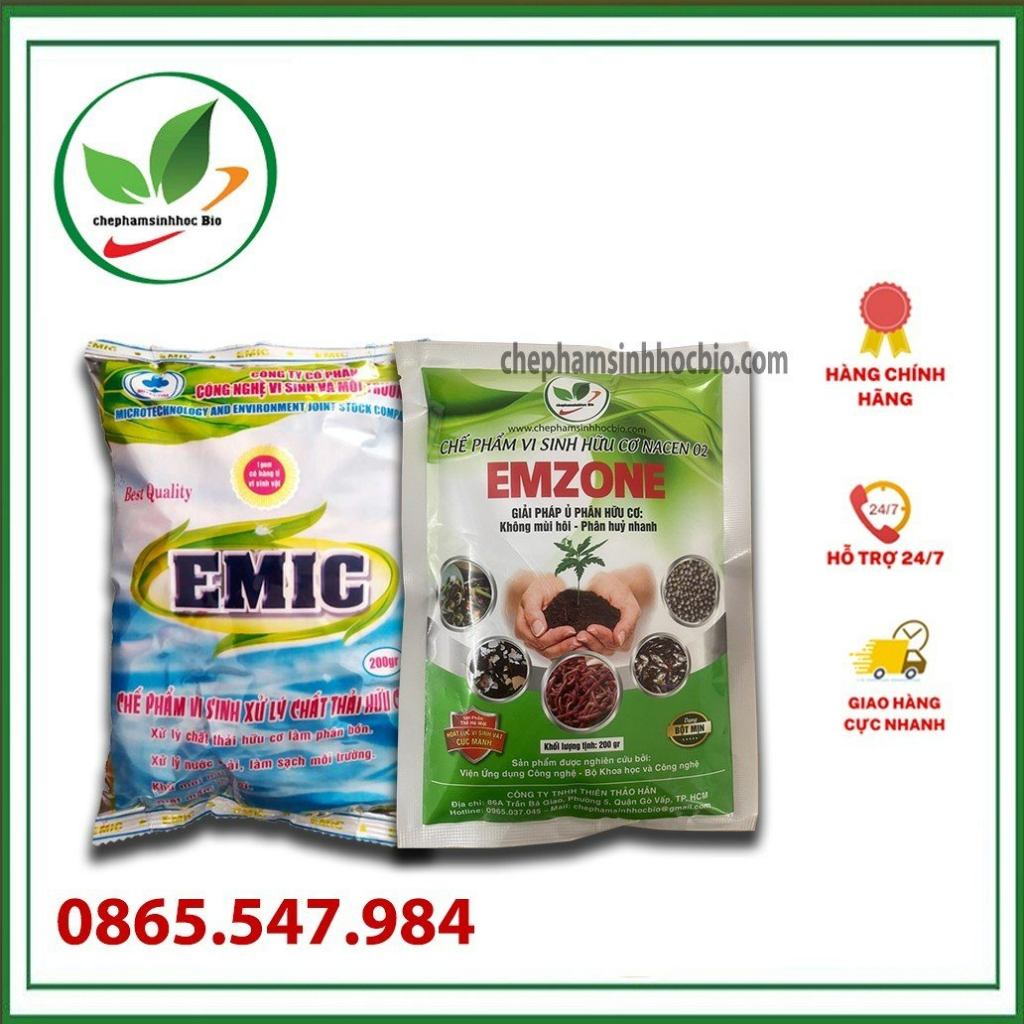 Combo bộ đôi chế phẩm sinh học EM+Emzone. Xử lý thức ăn nhà bếp và nước thải nặng mùi. Gói 200gr