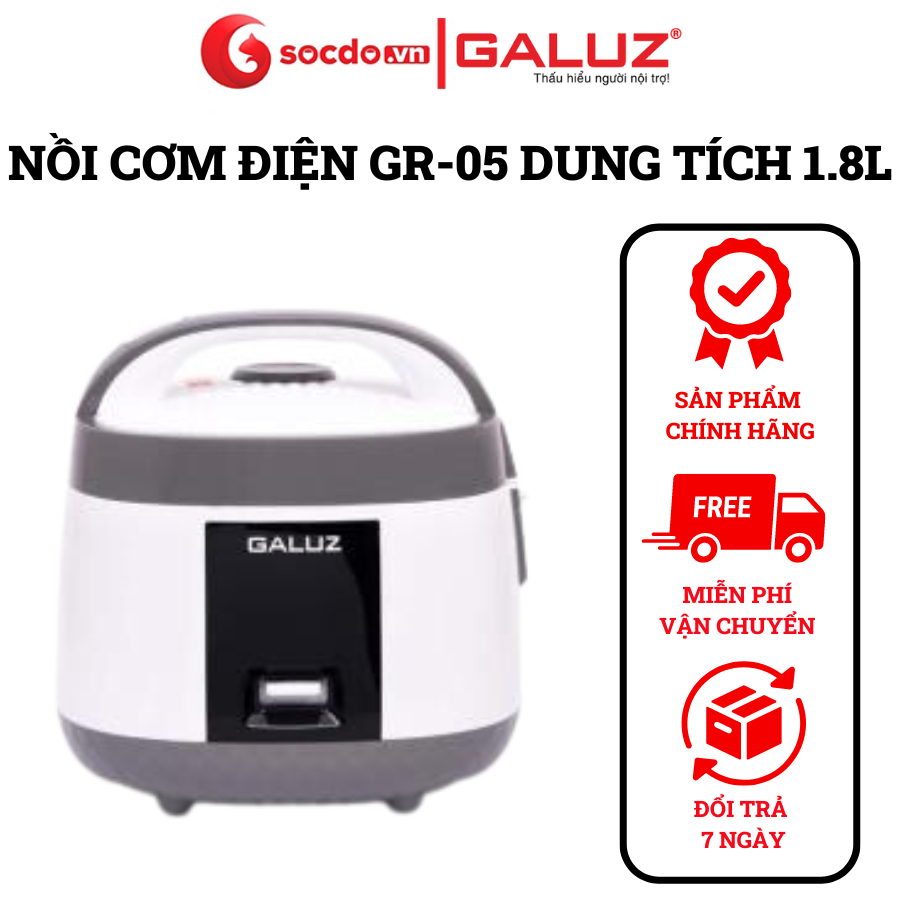 Nồi cơm, Nồi cơm điện Galuz Gr-03, Gr-05 với 2 dung tích 1.2L và 1,8L, công suất 500W - Bảo hành chính hãng 12 tháng.