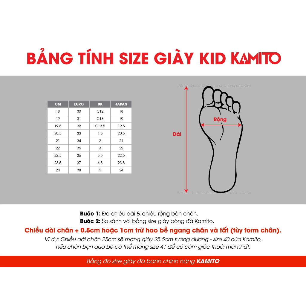 Giày bóng đá sân cỏ nhân tạo Kamito Velocidad Kid Enduring Pack size trẻ em, đế TF, chính hãng