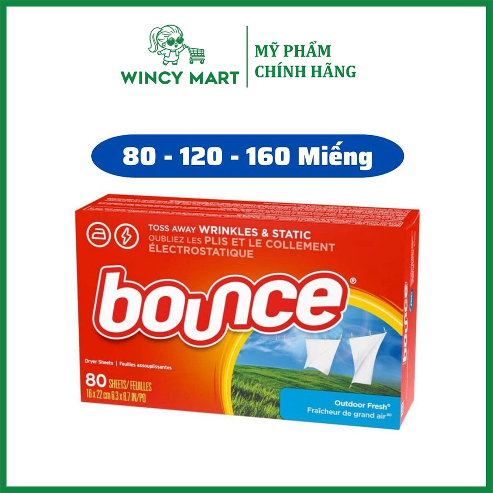 Hộp 80, 120, 160 Tờ Giấy Thơm Quần Áo Bounce Mỹ Giúp Làm Thơm Quần Áo Và Loại Bỏ Mùi Ẩm Mốc