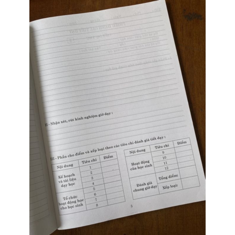 Sổ Dự Giờ Cấp THCS và THPT