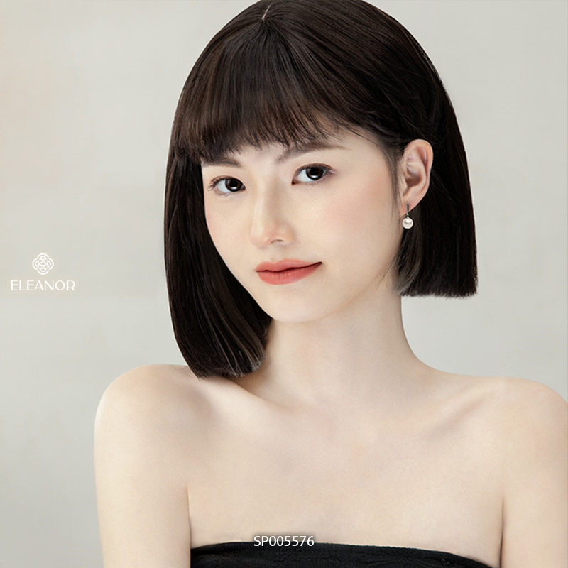 Bông tai nữ chuôi bạc 925 Eleanor Accessories đính ngọc trai nhân tạo hình chữ D phụ kiện trang sức 5576
