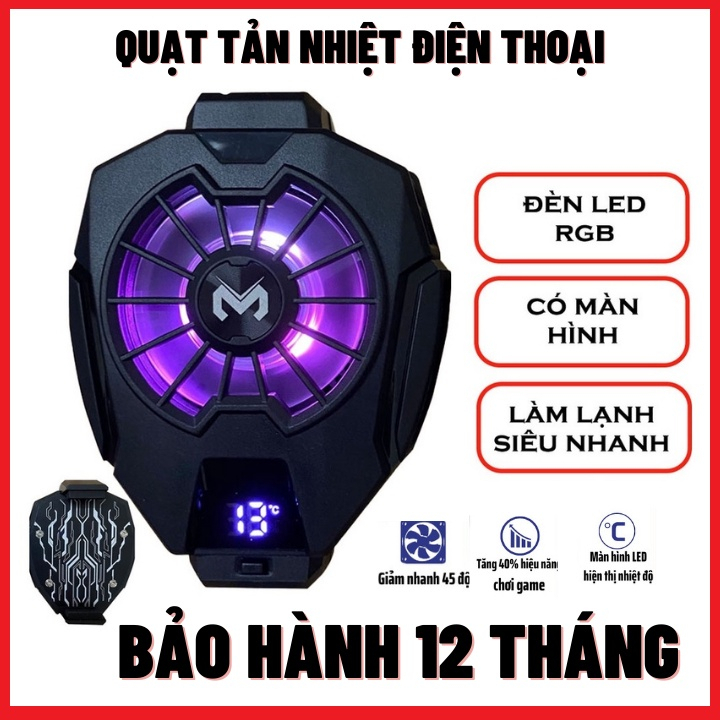 Quạt Tản nhiệt điện thoại MEMO DL05 Bản New 2023 - Sò lạnh làm mát khi chơi game, Có đồng hồ hiện thị nhiệt độ siêu đẹp