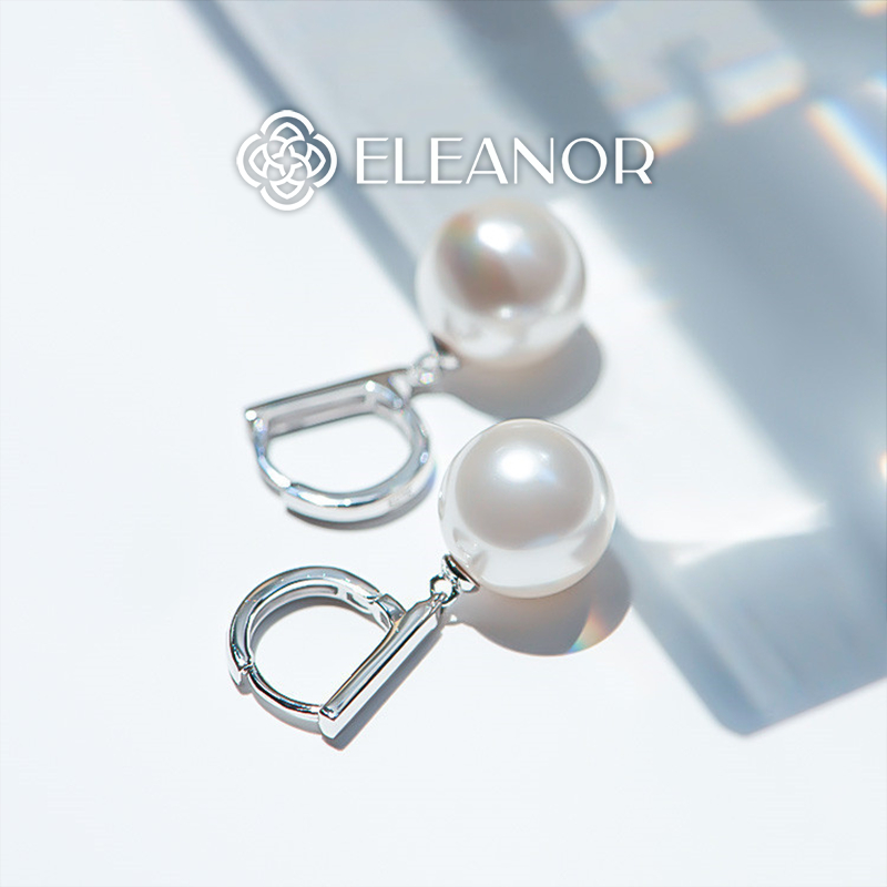 Bông tai nữ chuôi bạc 925 Eleanor Accessories đính ngọc trai nhân tạo hình chữ D phụ kiện trang sức 5576