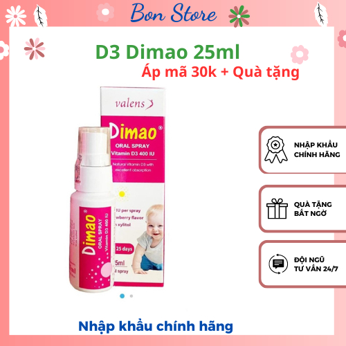 [Áp mã 30k+Tặng quà] Dimao bổ sung Vitamin D3 dạng xịt 400IU, tăng chiều cao cho bé-25ml