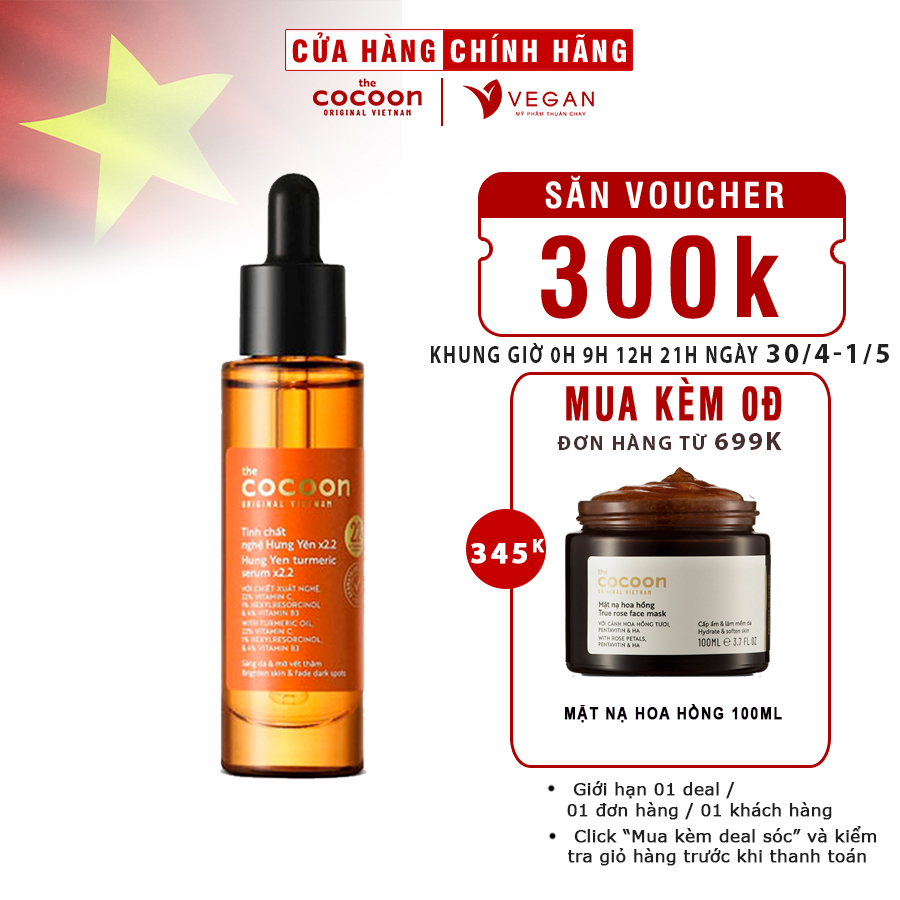Tinh chất nghệ Hưng Yên x2.2 (serum) với 22% vitamin C sáng da chuyên sâu & mờ vết thâm Thuần chay 30ml