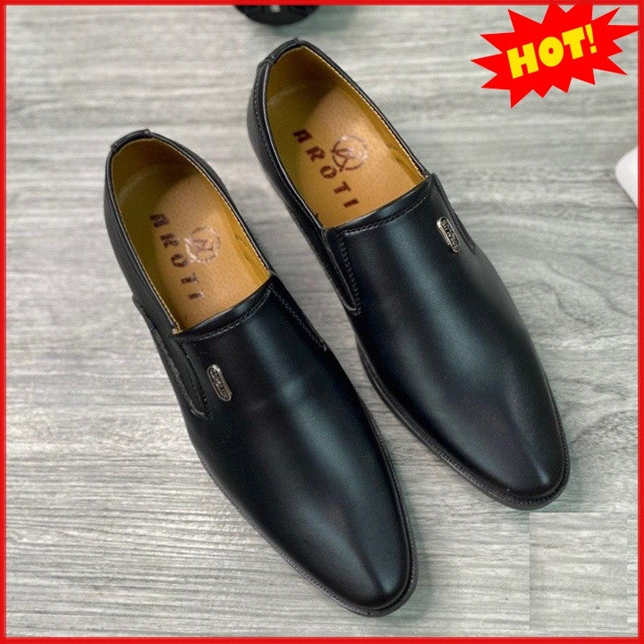 Giày Tây Nam AROTI Dáng Lười Chất Da Đẹp Cao Cấp,Đế Khâu Cực Bền Form Mọi Công Sở Sang Trọng Màu Đen-Đủ size  M519-Đ VN