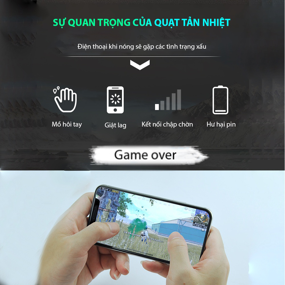 Quạt tản nhiệt điện thoại MEMO FL05 gaming không dây có pin 700mAh làm mát siêu mạnh chơi game PUBG Freefire Liên Quân