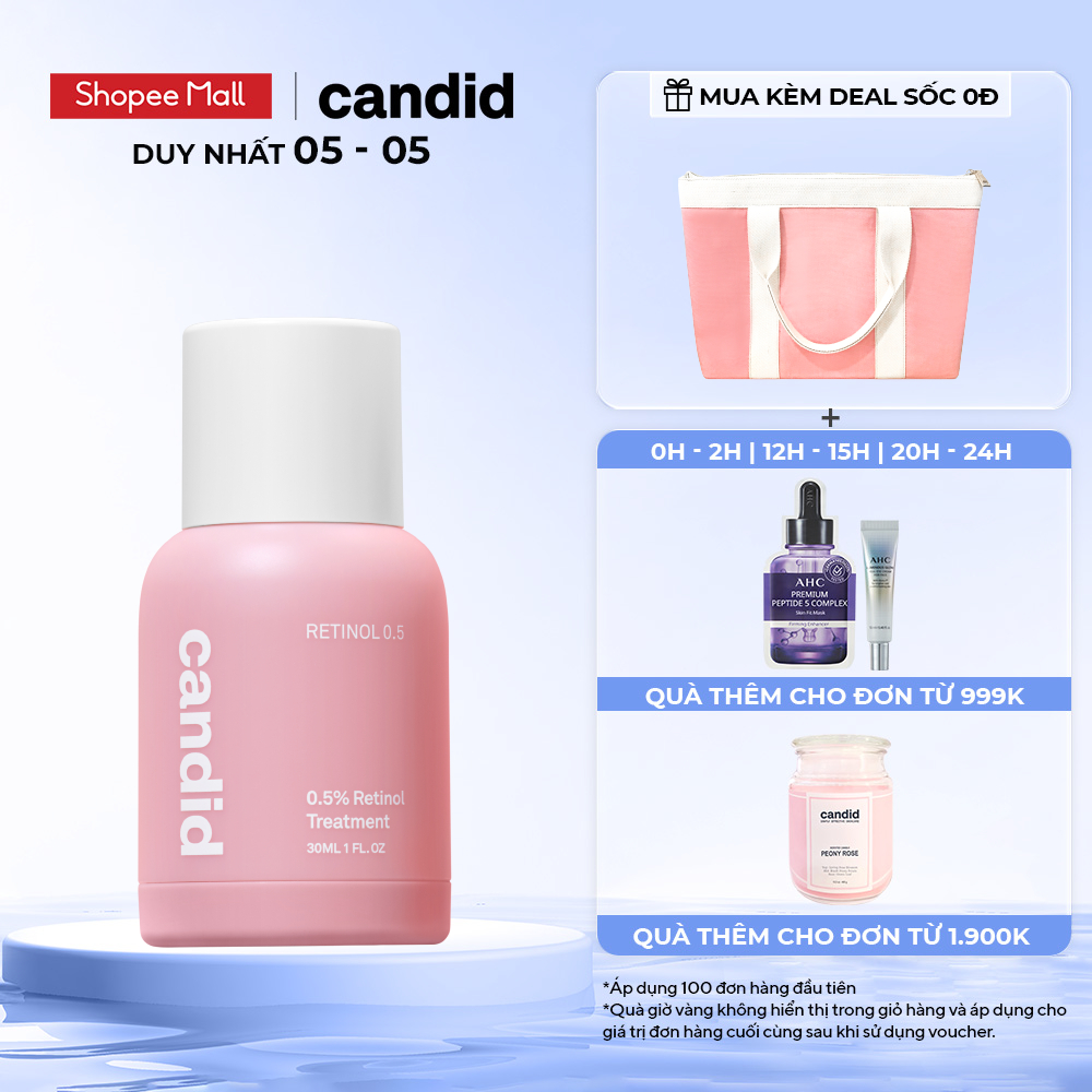 Hoạt Chất Retinol 0.5% Chống Lõa Hóa & Cải Thiện Nếp Nhăn CANDID 0.5% Retinol Treatment 30ml