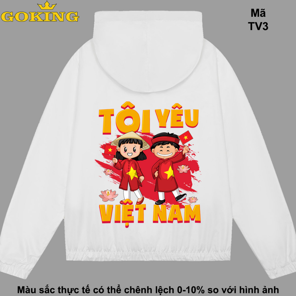 TÔI YÊU VIỆT NAM, mã TV3. Áo khoác gió in hình siêu đẹp, form unisex cho nam nữ. Quà tặng cao cấp