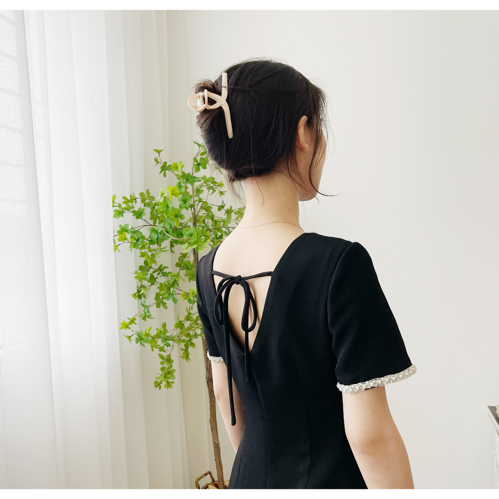 Váy JASMIN  MyAnn đen basic kết hợp với viền đá cao cấp, sang chảnh