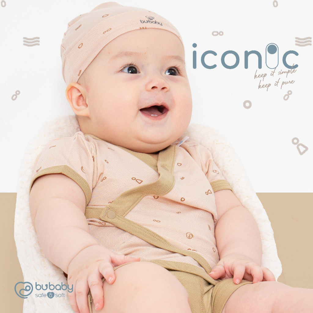 Bubaby Bộ quần + áo ngắn tay cài chéo Bambus Signature mẫu mới
