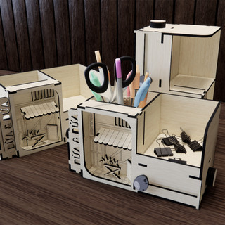 Lọ Đựng Bút Mô Hình Gỗ PlyWood Khắc Tên Theo Yêu Cầu