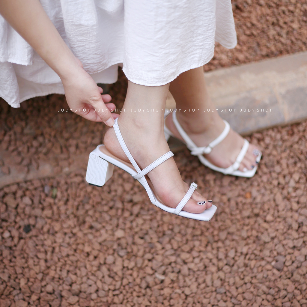 Giày Judy- Giày Sandal Alex & Sara Quai Ngang Khuy Gót Thiết Kế 6p Đẹp Mắt VNXK