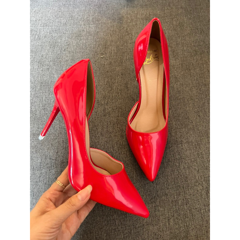 Giày Dép Cao Gót Hở Eo 7P, Da Bóng, Gót Nhọn - Hàng Cao Cấp - Full Size 34-39