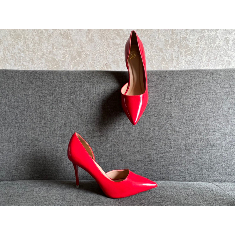 Giày Dép Cao Gót Hở Eo 7P, Da Bóng, Gót Nhọn - Hàng Cao Cấp - Full Size 34-39