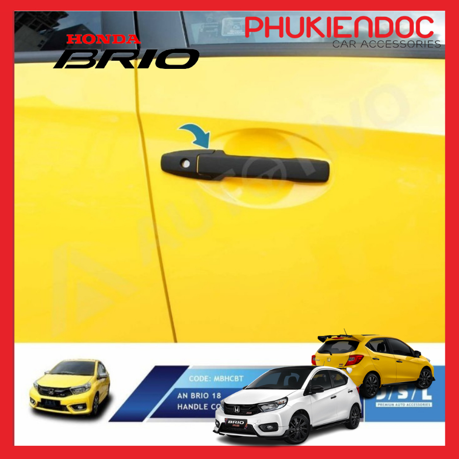 Ốp tay, hõm tay màu đen/ kim loại Honda Brio 2018 - 2022 nhập khẩu Indonesia