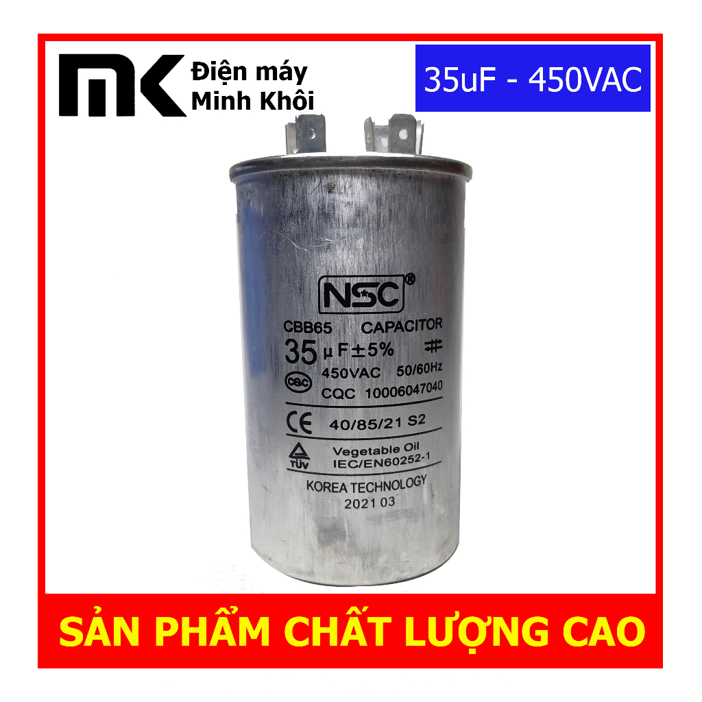 Tụ ngậm nhôm 35uf NSC - Tụ cho các loại động cơ