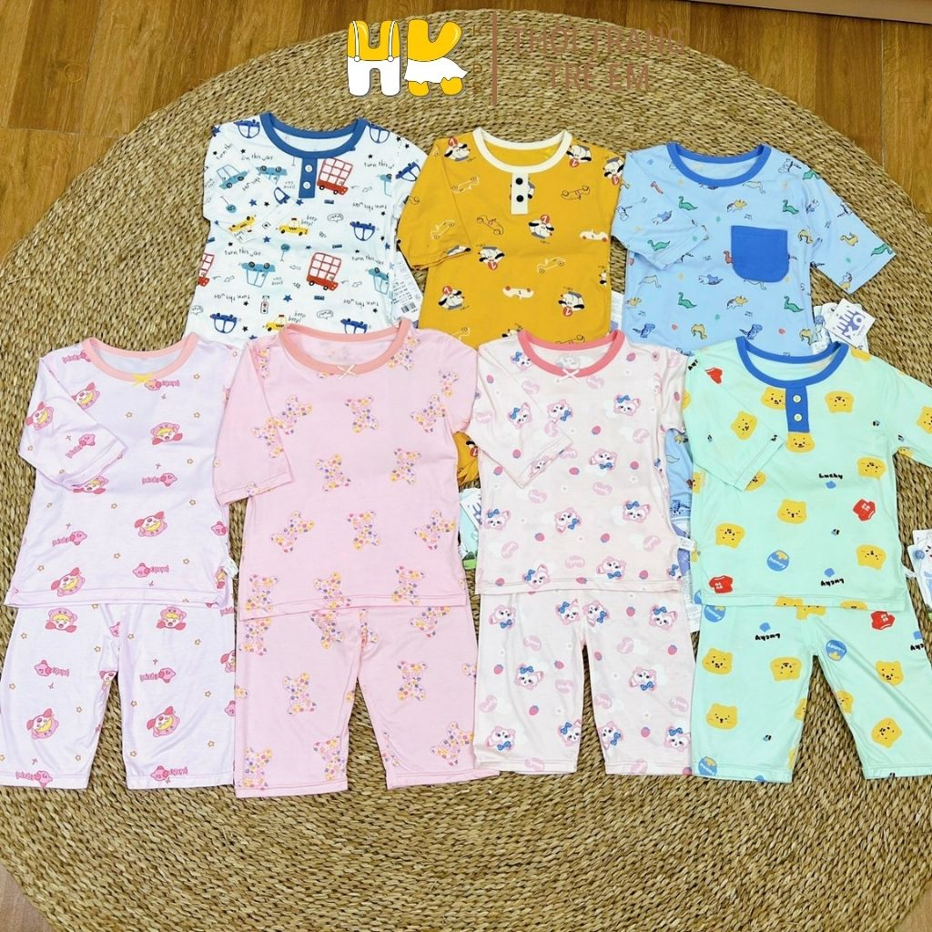 Bộ lửng điều hòa HK KIDS cho bé, chất liệu pettit Quảng Châu mỏng và mát lạnh size size 90-130 (13-25kg)