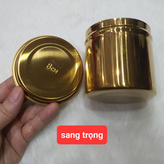 Khay hạt đậu và hũ bông 8cm mạ màu vàng sáng bóng sang trọng, đẳng cấp