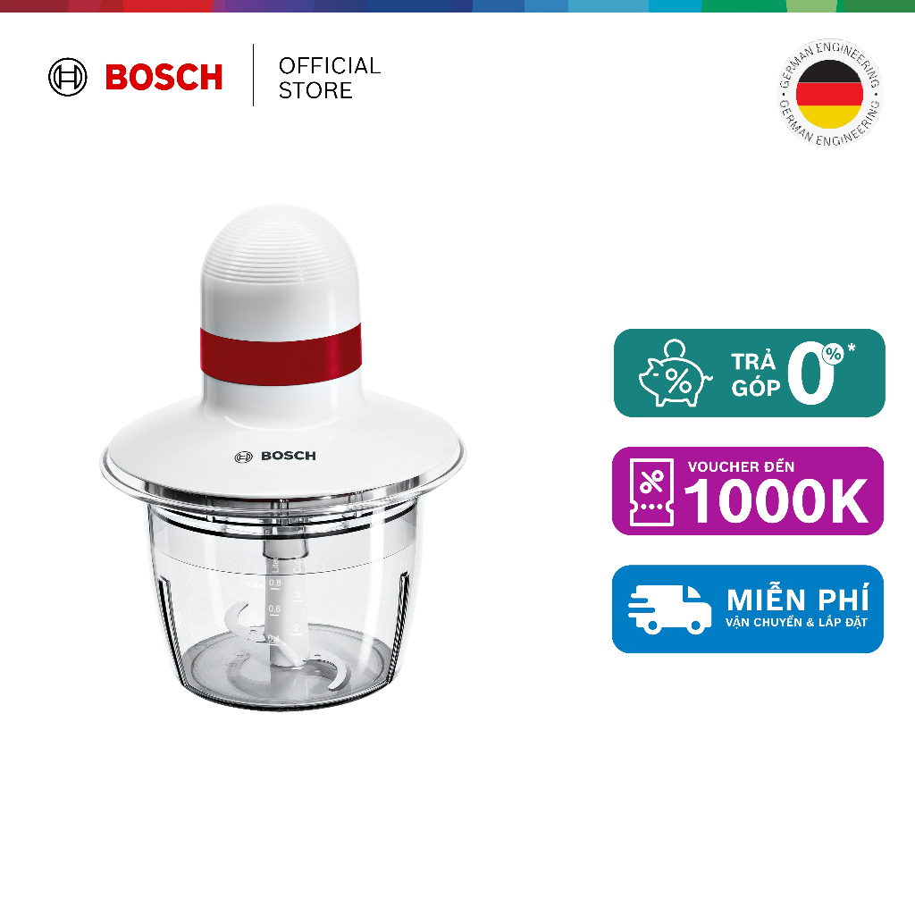 Máy xay thịt Bosch trắng MMRP1000 - Hàng chính hãng